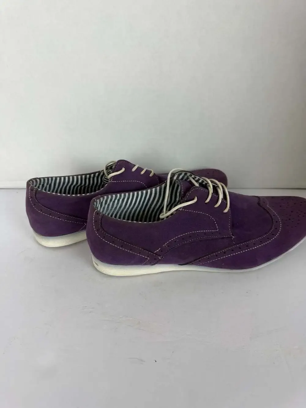 Coronado Purple Suede Wingtip Oxford Brogue Shoes